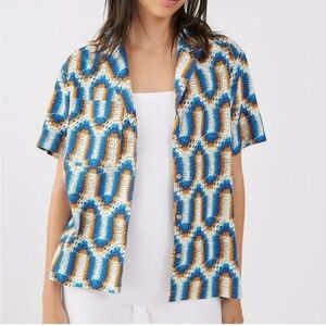 BDG Blue and Gold Patterned Shirt
